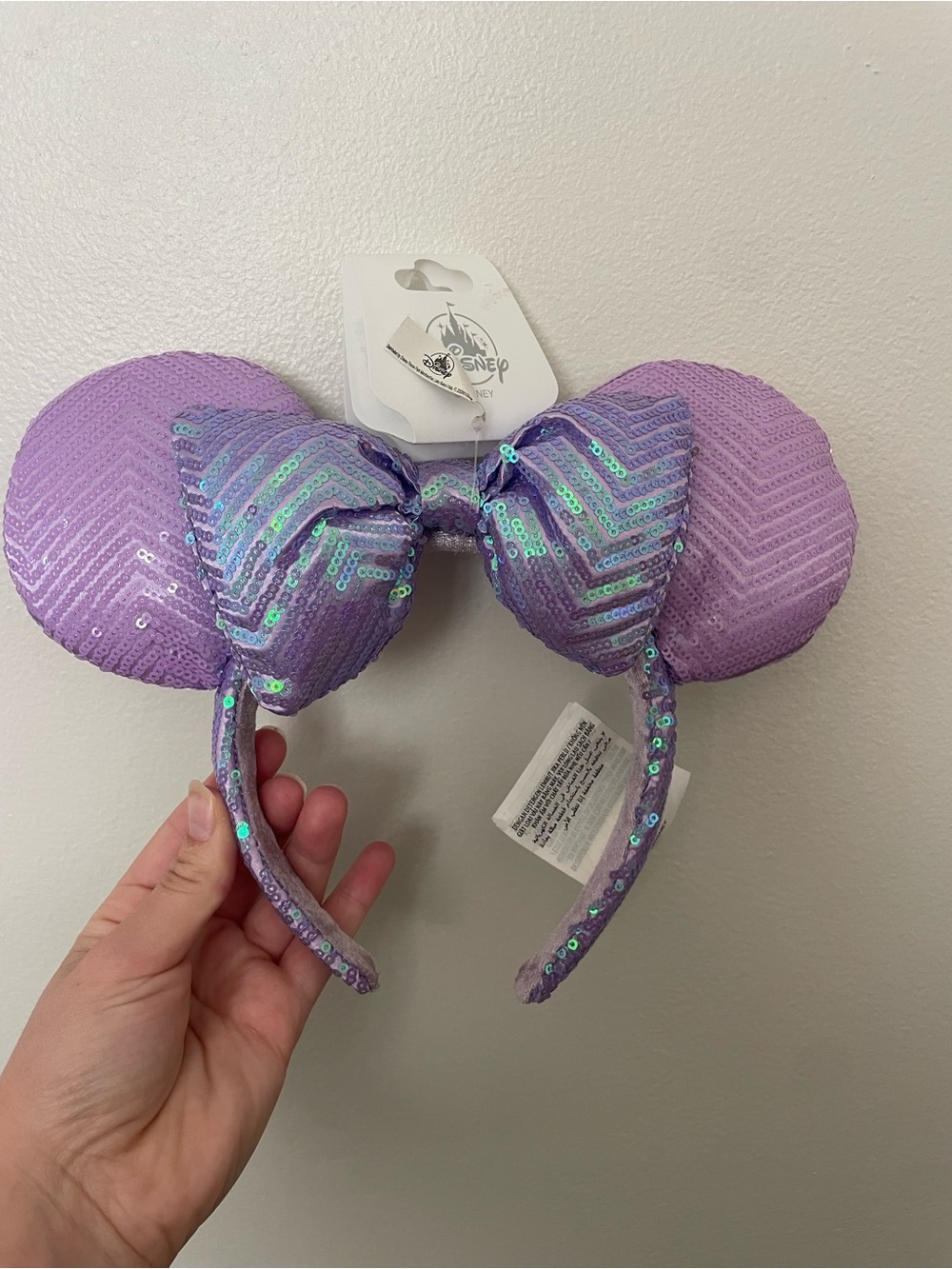 Disney Womens Purple Sequin Minnie Ears Headband